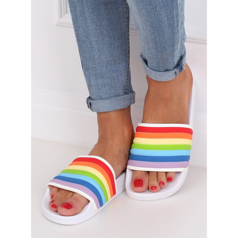 Ciabatte arcobaleno bianche T325P Bianco multicolore 2