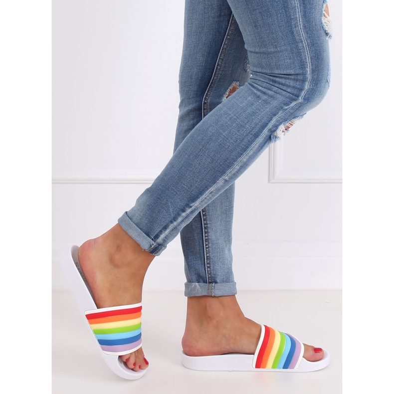 Ciabatte arcobaleno bianche T325P Bianco multicolore 1