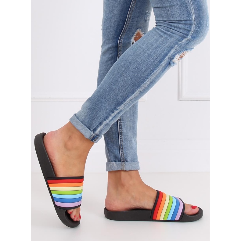 Pantofole arcobaleno nere T325P Nero multicolore 2
