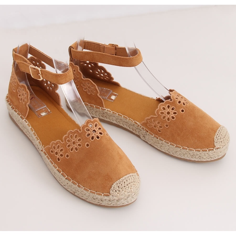 Espadrillas traforate cammello JH119 Camel marrone 1