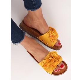 Pantofole da donna miele F191 Giallo 1