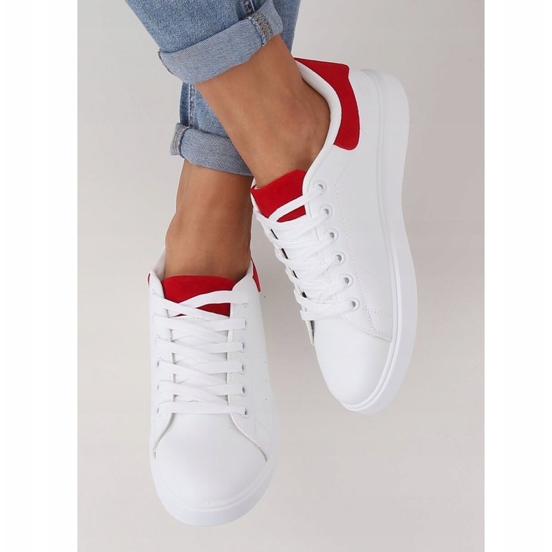 Sneakers da donna bianche LA85P Rosse bianco 2