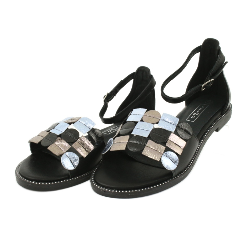 Sandali in pelle Filippo DS1286 / 20 MLT nero grigio giallo 2