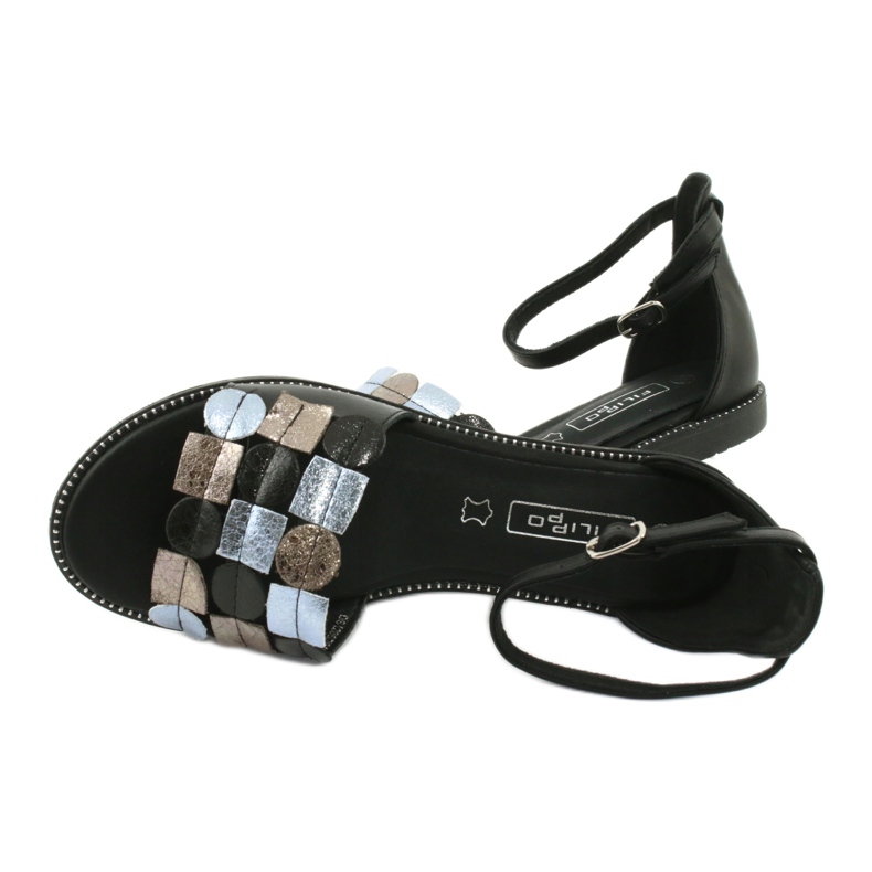 Sandali in pelle Filippo DS1286 / 20 MLT nero grigio giallo 4