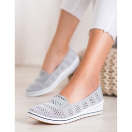 SHELOVET Ballerine traforate grigio 2