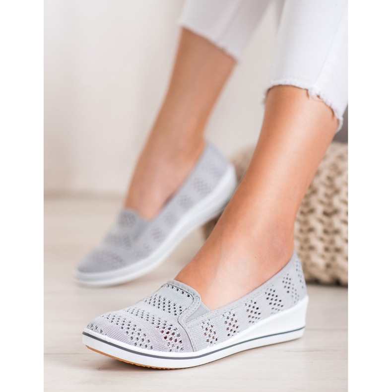 SHELOVET Ballerine traforate grigio 2