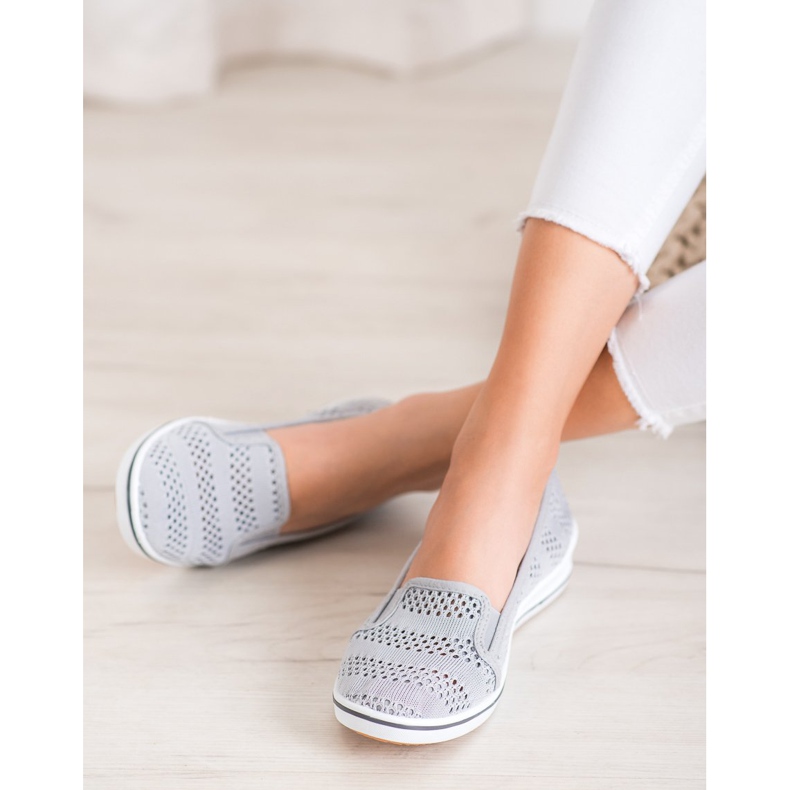SHELOVET Ballerine traforate grigio 1