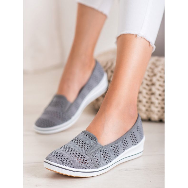 SHELOVET Ballerine traforate grigio 1