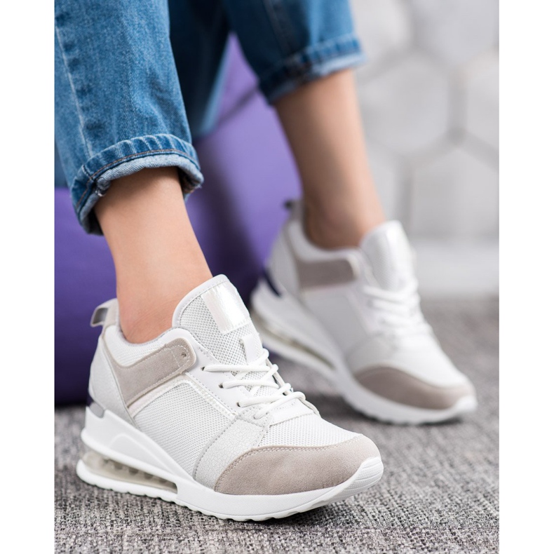 Weide Sneakers con zeppa alla moda bianca grigio 1