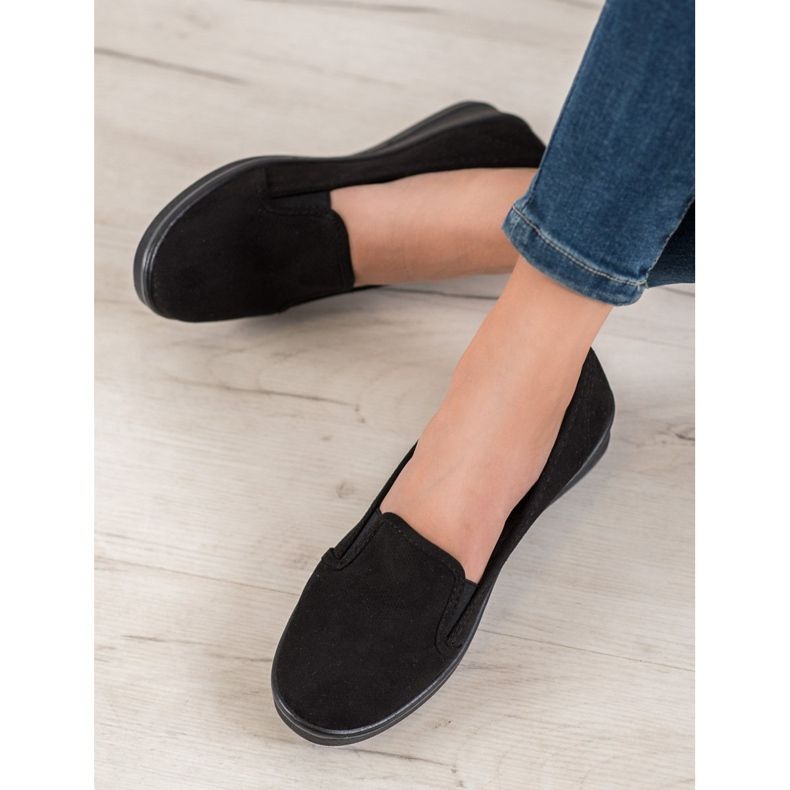 SHELOVET Slip in pelle scamosciata nero 1