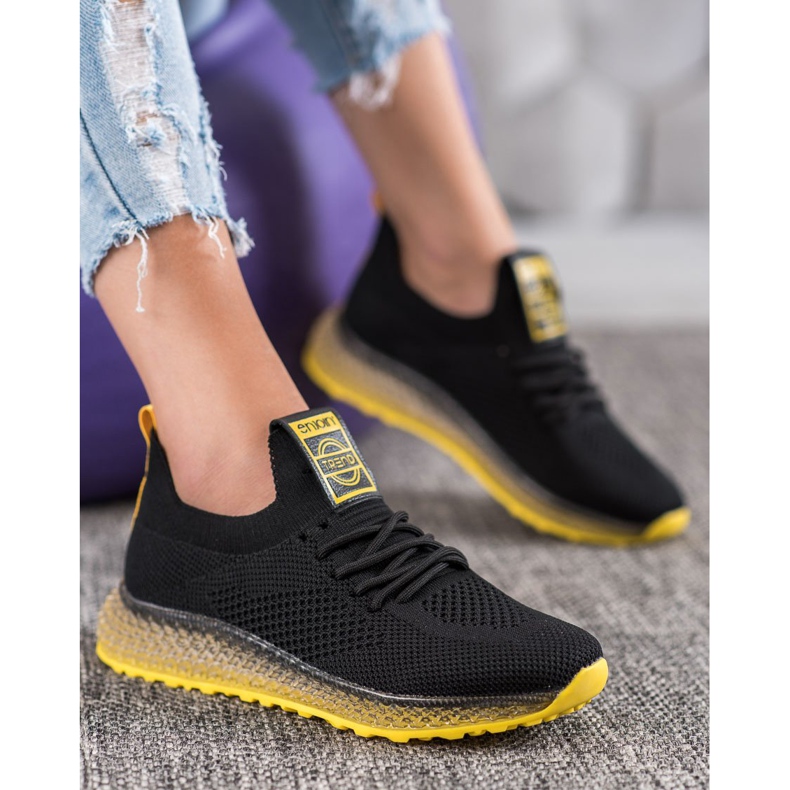 SHELOVET Sneakers Con Suola Gialla nero 1