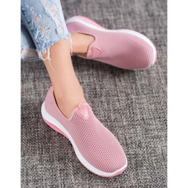 Renda Slipon traforati sulla piattaforma rosa 1