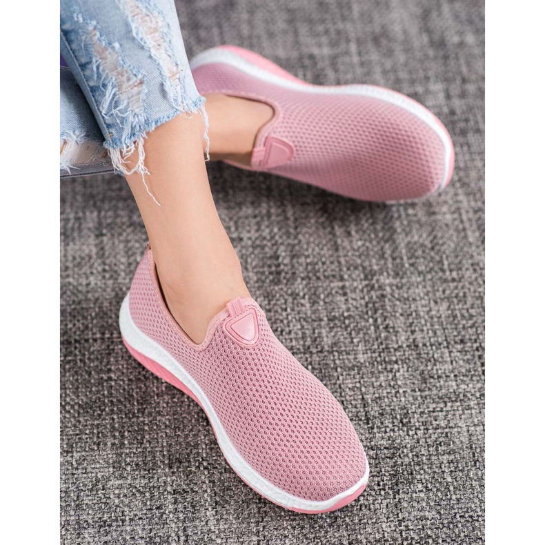 Renda Slipon traforati sulla piattaforma rosa 1