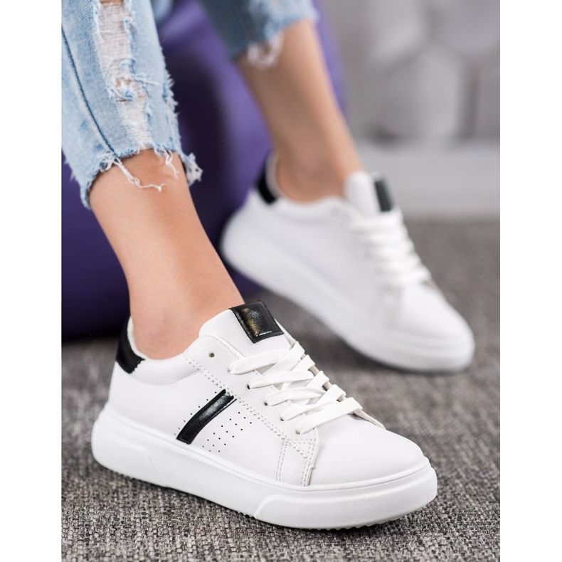 Renda Sneakers Con Inserti Neri bianco 2