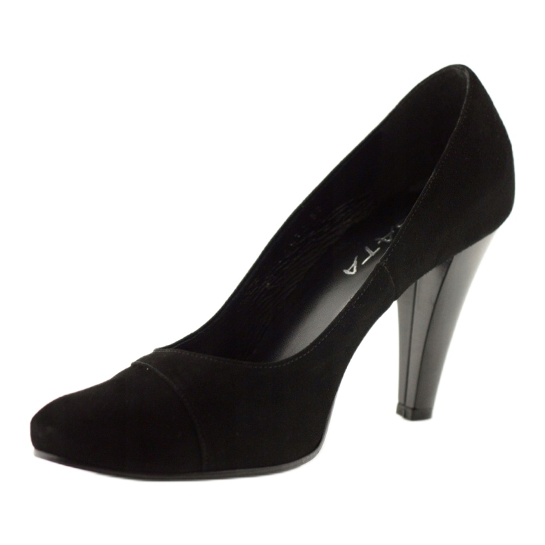 Edeo Pompe in pelle nera femminile con filo d'argento nero 2