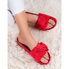 SHELOVET Ciabatte In Pelle Scamosciata Con Cubic Zirconia rosso 1