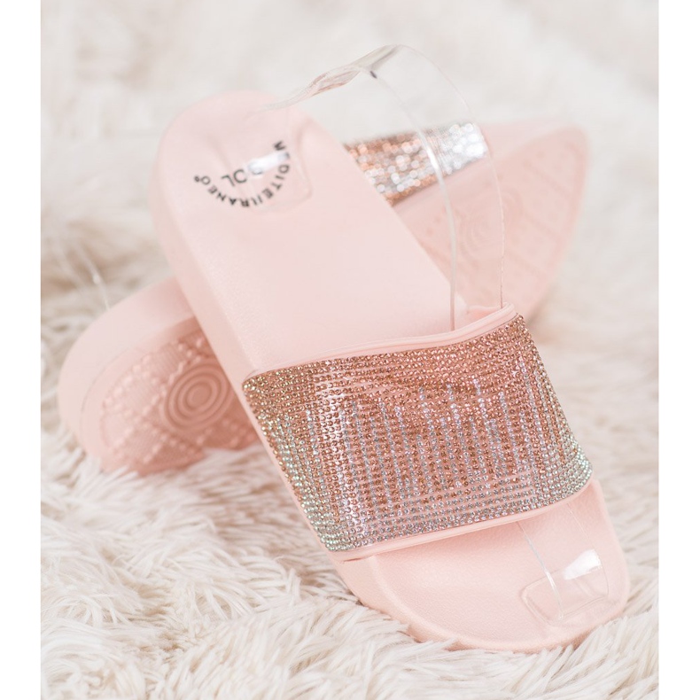 SHELOVET Comode Pantofole Con Cubic Zirconia rosa 1