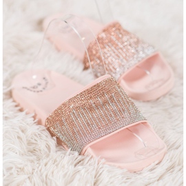 SHELOVET Comode Pantofole Con Cubic Zirconia rosa 2