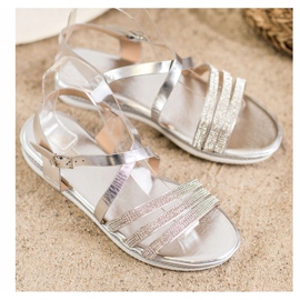 SHELOVET Comodi sandali argento grigio 2