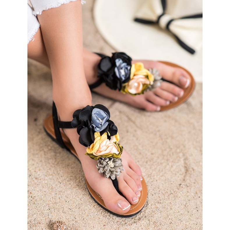 Ch. Creation Sandali Con Fiori nero 1