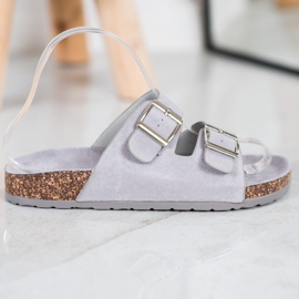 Queentina Comode Pantofole Con Fibbia grigio 2