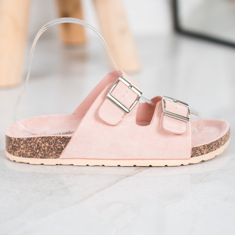 Queentina Comode Pantofole Con Fibbia rosa 1