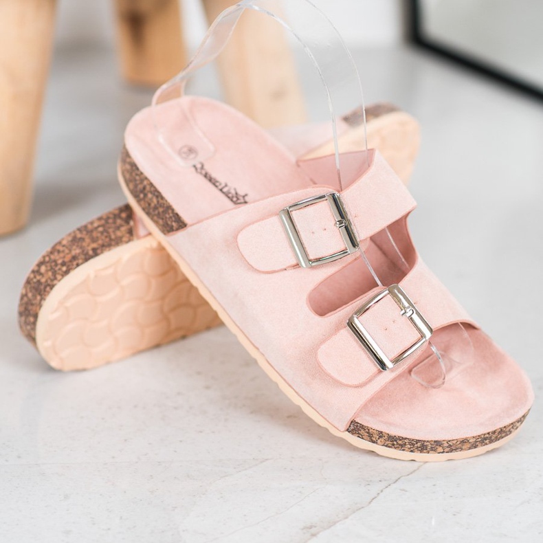 Queentina Comode Pantofole Con Fibbia rosa 2