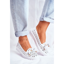 S.Barski Mocassini Donna, Pelle Traforata LR71515 Murrieta Bianco 1