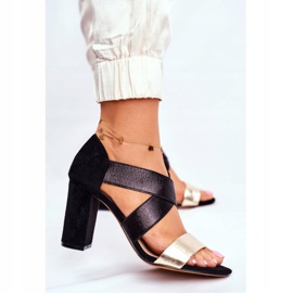 EVE Sandali Donna Camoscio Slip On Nero Oro Varina giallo 2
