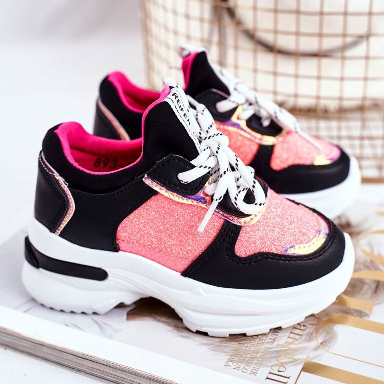 FRROCK Scarpe sportive per bambini Matylda nere con glitter nero multicolore 2