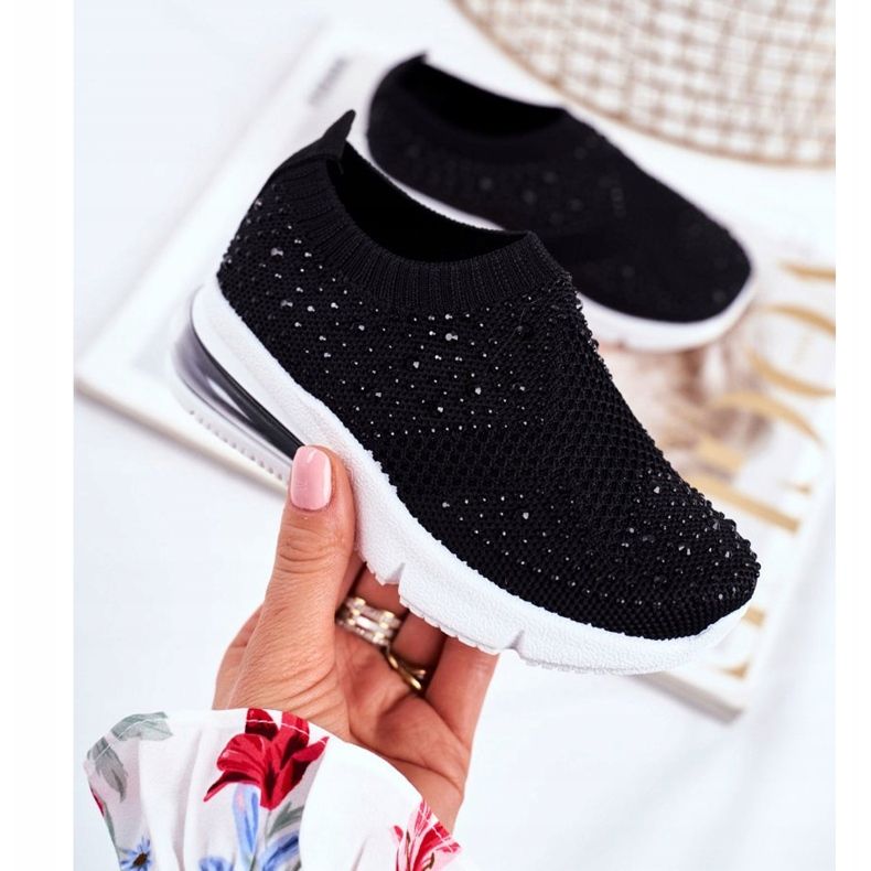 FRROCK Scarpe Sportive per Bambini Linda Nere Con Cubic Zirconia nero 2