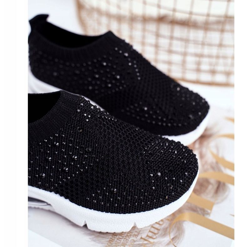 FRROCK Scarpe Sportive per Bambini Linda Nere Con Cubic Zirconia nero 1