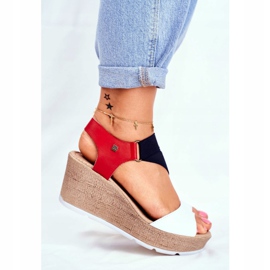 Sandali da donna con zeppa Big Star Slip-On FF276014 bianco rosso blu navy 2