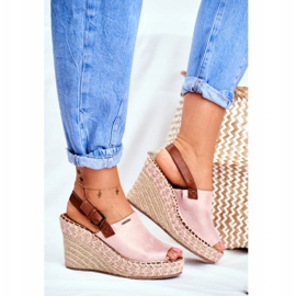Sandali da donna con zeppa Big Star Pink FF274984 rosa 2