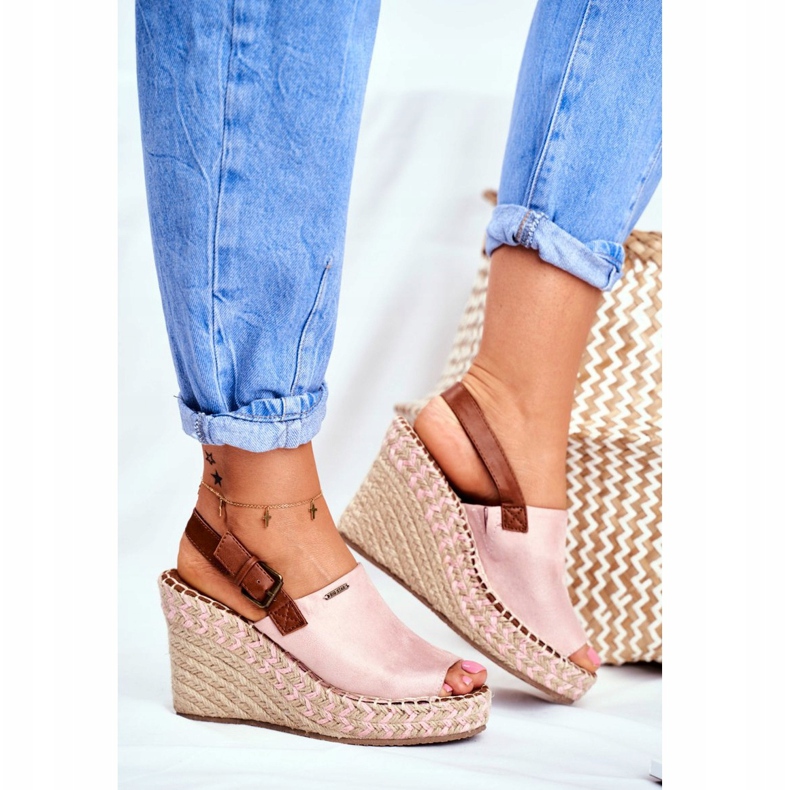 Sandali da donna con zeppa Big Star Pink FF274984 rosa 2