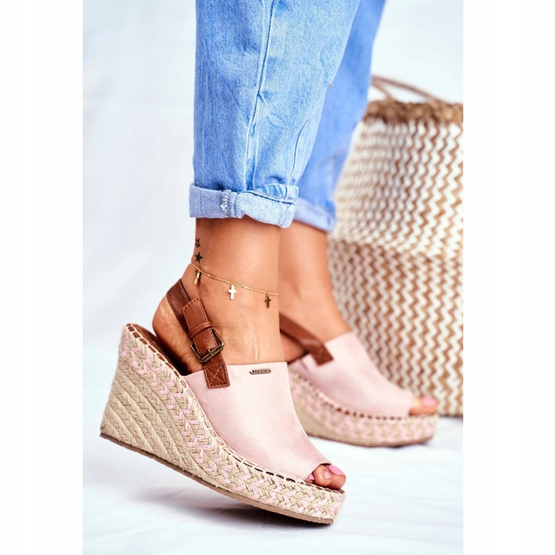 Sandali da donna con zeppa Big Star Pink FF274984 rosa 1