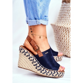 Sandali da donna con zeppa Big Star Navy Blue FF274980 blu navy 1