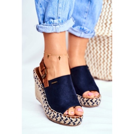 Sandali da donna con zeppa Big Star Navy Blue FF274980 blu navy 2