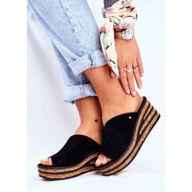 Pantofole in pelle da donna con zeppa Nicole 2559 Black Lemonade nero 2
