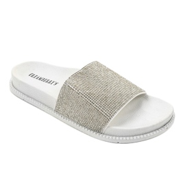 Pantofole bianche lucide RL216 bianco grigio 1