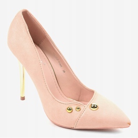 Tacchi alti classici rosa con borchie NE05P 1