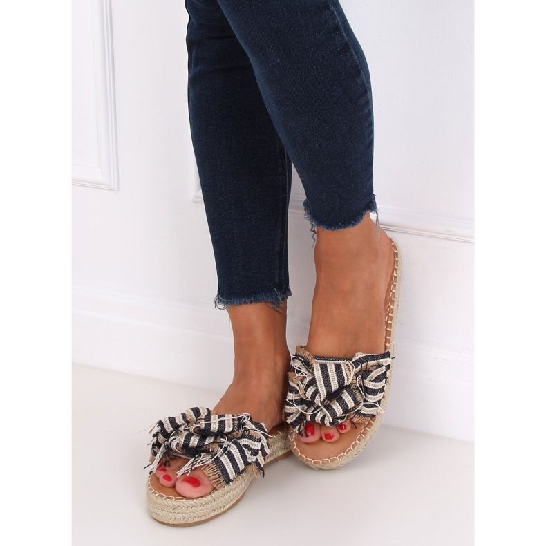 JH81P Pantofole espadrillas blu navy bianca nero 1