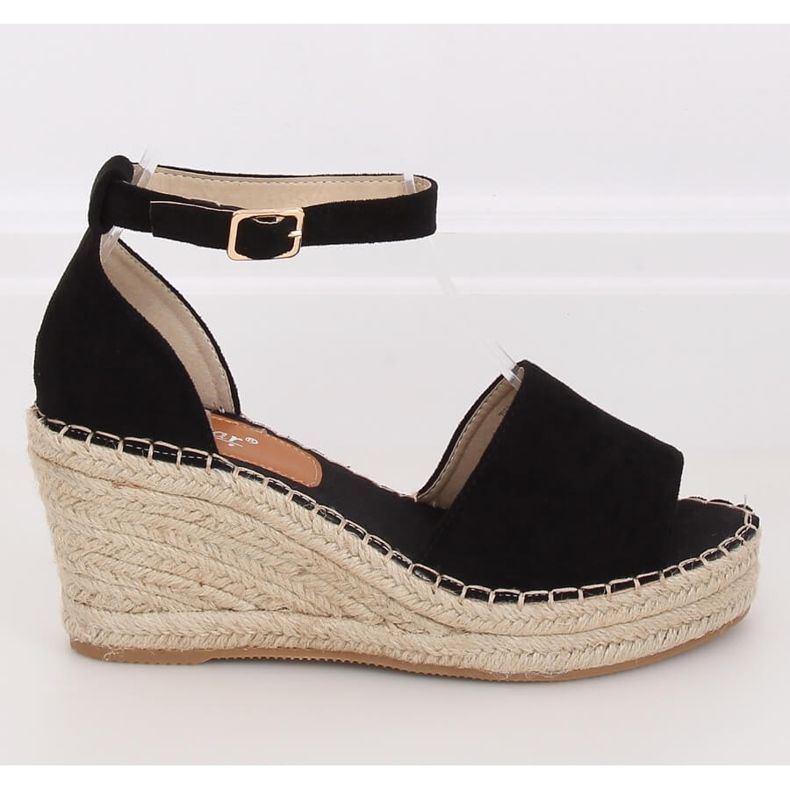 Espadrillas nere su zeppe, nere TU147 Black nero 2