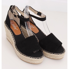 Espadrillas nere su zeppe, nere TU147 Black nero 1