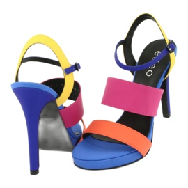 Sandali alti in pelle sul tacco Edeo 3338 blu arancia rosa giallo 2