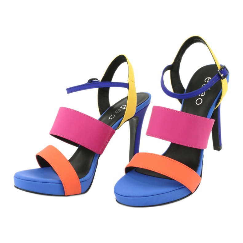 Sandali alti in pelle sul tacco Edeo 3338 blu arancia rosa giallo 1