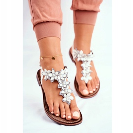 EVE Sandali Donna Eleganti Infradito Con Fiori Bianco Sunny bianca 2