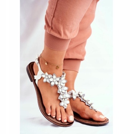 EVE Sandali Donna Eleganti Infradito Con Fiori Bianco Sunny 1