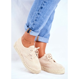 MSMG Espadrillas da donna su piattaforma in lino beige Sonya 1