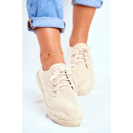 MSMG Espadrillas da donna su piattaforma in lino beige Sonya 2